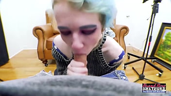 Blue Haired Exotic Coed Raven Masturbates And Deepthroats A Hard Cock!