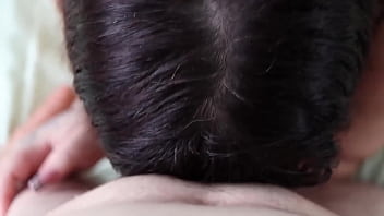 Taking his cock all the way down my throat, then his warm cum on my face and tongue