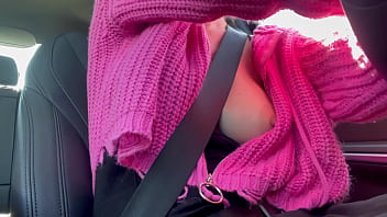 Italian Horny Big Tits Milf Artemisia Love Flashing her juicy Tits while driving around