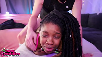 Black &amp_ Ebony Throat Fucking Day 23/28 ~ Black Girl Rough Fucked by a White Boy