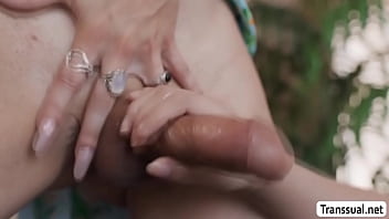 Stunning Asian beauty gets fucked big tits shemale