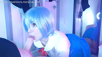 Rei Ayanami first time, fucks rough with her big oiled ass