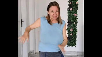 Busty Braless GILF MariaOld'_s Sporty Groove: Strip Dancing in Style!