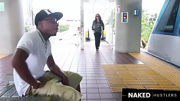 Wild Brunette Amateur Sucking a Real Black Dick in Public