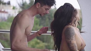 Oral, vaginal, and moaning sex in a very hot foursome on my balcony