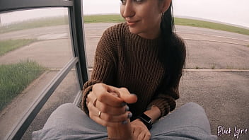 Risky Public Blowjob on a Bus Station