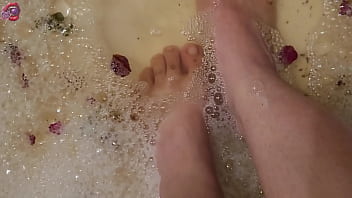 Washing my feet with rose petals and herbs after a HARD day of work