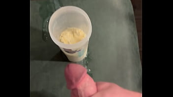 Big Dicked White Bodybuilder Cums Into His Own Protein Shake