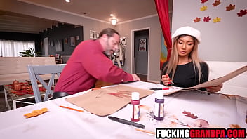 Asian teen spends Thanksgiving with horny stepgrandpa | Fucked up family