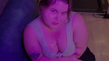 Blowjob compilation with cum on cute face and big tits of cute BBW hottie