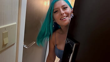 Casting Curvy: Blue Hair Thick Porn Star BEGS to Fuck Delivery Guy