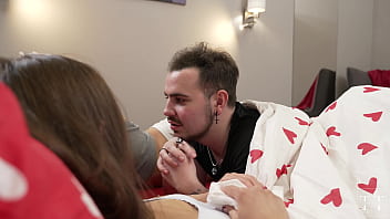 Seeing a guy in bed is unexpected, but pleasant