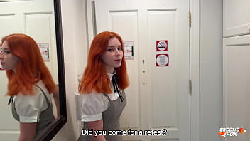 Passionate Fucking with Redhead Student and Cum On Face