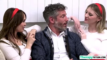 Sexy and beautiful stepsisters bond over their families by sharing a perverted therapist'_s cock by letting him penetrate their juicy pussies. www.TherapyFetish.com