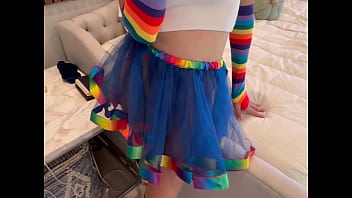 Halloween Trick-or-Treat Bad Bunny Gets Candy Cum and Squirts on His Cock