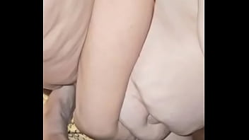 Big tits cums hard on foot