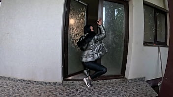 A lot of cum on my shiny down-jacket from the gardener 270- preview