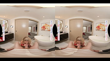 [NAUGHTY AMERICA] - Blonde Pornstar Sadie Summers wears lingerie before riding your cock in VR