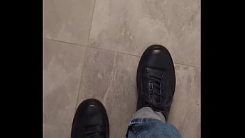 Sissy Slut in a Reverse Cowgirl Position Wearing Red High Heels and a Flat Chastity