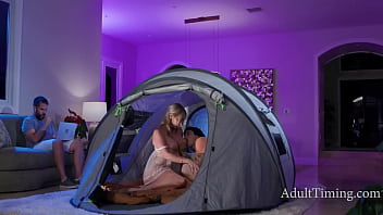 Rachael Cavalli Rides Stepson Elias Cash In Indoor Tent Almost Caught By Her Idiot Hubby | AdultTiming