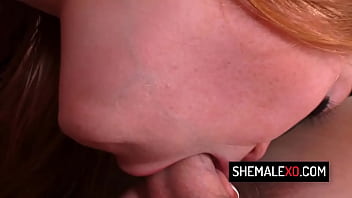 Sexy TS Tarynxo assfucks her kinky redhead girlfriend