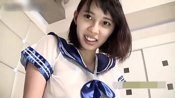 Uncensored, 19-year-old black-haired beauty. Amateur housewife, big tits, pregnant woman blowjob and creampie sex. Sexy uniform cosplay