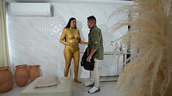 A STATUE COMES TO LIFE AND TEACHES A THIEF A LESSON, FUCKS HIM UNTIL HE LEAVES HER FULL OF CUM - MELANY LATINA