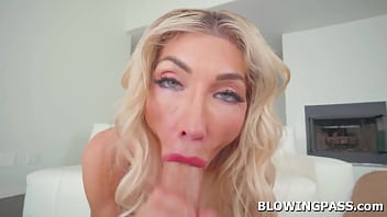 Busty milf licks ass before sucking cock