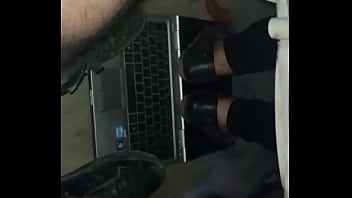 Candid laptop trample