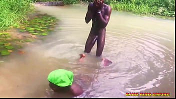 FUCKING AFRICAN WHORE IN THE STREAM   Hardcore BigDick Bang