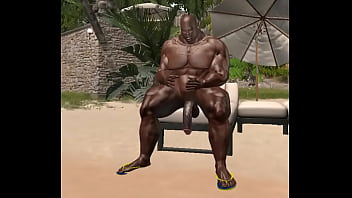 filmed an amazing huge black bull with a monster cock at the beach