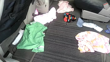 Naughty Shemale Sucks Up A Mess In Her Van, Then Vacuums Her Sub&#039_s Cock