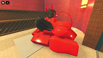 This demon girl seduces me with her hot oiled body in a sauna (Roblox)