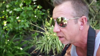 Blonde MILF Kristal Summers sees her gardener outdoors working in the backyard so, she...