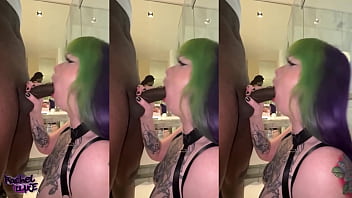 Goth Pawg Sucking &amp_ Riding MONSTER BBC Footjob Finish