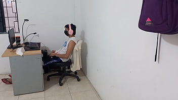 A peculiar visit! My stepmother almost caught me red-handed while I was masturbating while watching porn on XNXX.com.