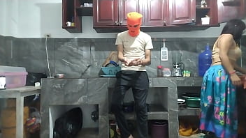 "_From flaccid penis to erect penis: 25-year-old man with a big penis masturbates while waiting for his best friend in the kitchen"_