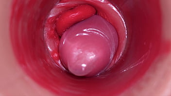 Inside a Camgirl Cervix POV Camera in Vagina with big dick toy