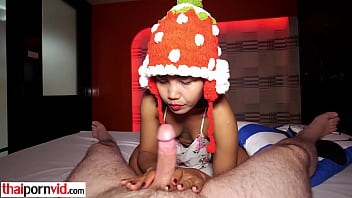 Petite amateur Thai teen Lily Koh satisfying her european clients hard cock