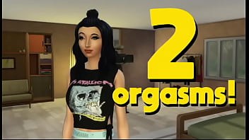 Rocker Babe fingers her pussy and SQUIRTS ON THE FLOOR (Sims 4)