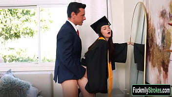 Stepfather and stepdaughter are caught by their stepmother.