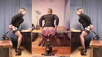 Sissy get fucked by sex maschine on table again.png