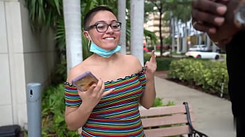 Nerdy Glasses Buzz Cut White Girl Sucks and Fucks Massive Black Dick