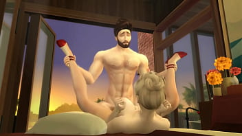 Hunky Sims 4 - Hot honeymoon with an extremely horny couple fucking all day around the place (cumshot included)