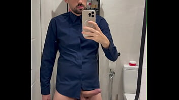 Hot daddy jerking off in front of the mirror
