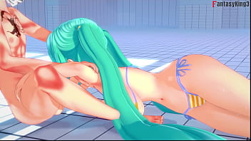 Hatsune Miku bikini footjob and blowjob | 1 | Vocaloid | Full &amp_ POV on Sheer &amp_ PTRN: Fantasyking3