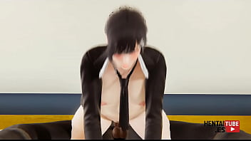 Chainsaw Man Hentai - Kobeni ridding a dick - Asian Japanese Manga Anime Hentai 3D Porn