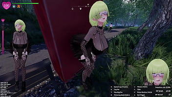 [Hentai Game][3D]Secrets of Exposure,Green Hair Goth Girl having sex in the park