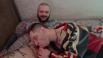 Gay Group fucked so hard kinky guy in leather jacket