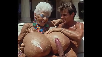 JAY7 Granny Sex Villa 03 - AI VIDEO - Hot groping and titjob with a topless giant-titted granny